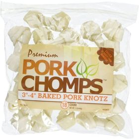 Pork Chomps Knotz Knotted Pork Chew - Baked - Medium - 18 Count - (3"-4" Chews)