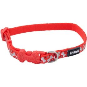 Li'L Pals Reflective Collar - Red with Bones - 8-12"L x 3/8"W