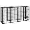 10-Panel Dog Playpen Black 19.7"x39.4" Powder-coated Steel