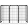 8-Panel Dog Playpen Black 19.7"x39.4" Powder-coated Steel