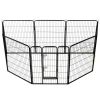 Dog Playpen 8 Panels Steel 31.5"x39.4" Black