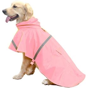 Dog Raincoats for Large Dogs with Reflective Strip Hoodie; Rain Poncho Jacket for Dogs (Color: D4-Pink, size: [L])