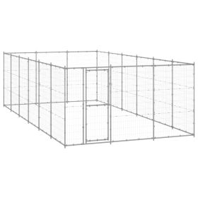 Outdoor Dog Kennel Galvanized Steel 234.4 ftÂ¬â‰¤ (Color: Silver)