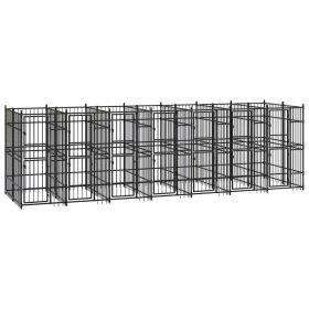 Outdoor Dog Kennel Steel 138.9 ftÂ¬â‰¤ (Color: Black)