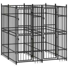 Outdoor Dog Kennel Steel 39.7 ftÂ¬â‰¤ (Color: Black)