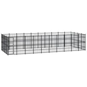 Outdoor Dog Kennel Steel 396.8 ftÂ¬â‰¤ (Color: Black)