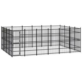 Outdoor Dog Kennel Steel 238.1 ftÂ¬â‰¤ (Color: Black)