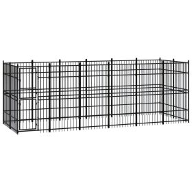 Outdoor Dog Kennel Steel 119 ftÂ¬â‰¤ (Color: Black)