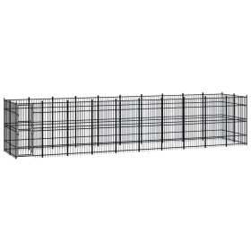 Outdoor Dog Kennel Steel 198.4 ftÂ¬â‰¤ (Color: Black)