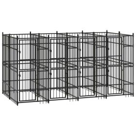 Outdoor Dog Kennel Steel 79.3 ftÂ¬â‰¤ (Color: Black)