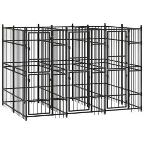 Outdoor Dog Kennel Steel 59.5 ftÂ¬â‰¤ (Color: Black)