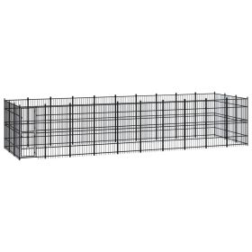 Outdoor Dog Kennel Steel 297.6 ftÂ¬â‰¤ (Color: Black)