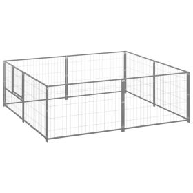 Dog Kennel Silver 43.1 ftÂ¬â‰¤ Steel (Color: Silver)