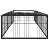 8-Panel Dog Playpen Black 39.4"x19.7" Powder-coated Steel