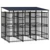 Outdoor Dog Kennel with Roof Steel 59.5 ftÂ¬â‰¤