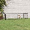 Dog Playpen 4 Panels Black 39.4"x19.7" Powder-coated Steel