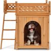 New Style Wood Pet House With Roof Balcony and Bed Shelter