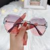 Fashion Diamond rimless Trimmed Sunglasses Women's Fashion Anti UV Slimming Sunglasses